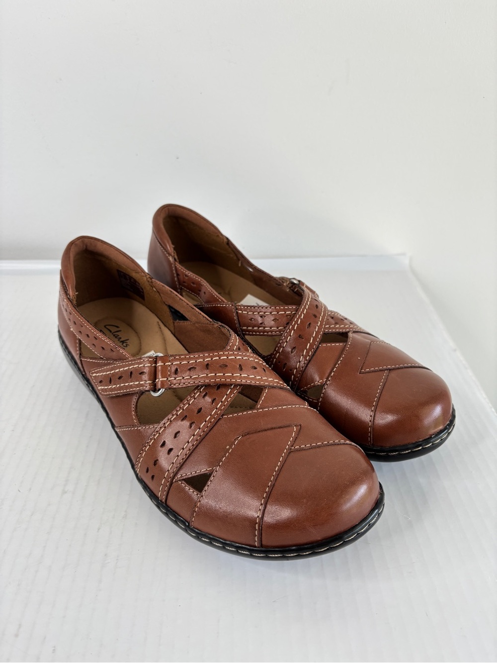 Clarks Ashland Spin Q Slip-On Loafer Mary Jane Womens Comfort Shoe Size 10 Brown - Picture 6 of 11